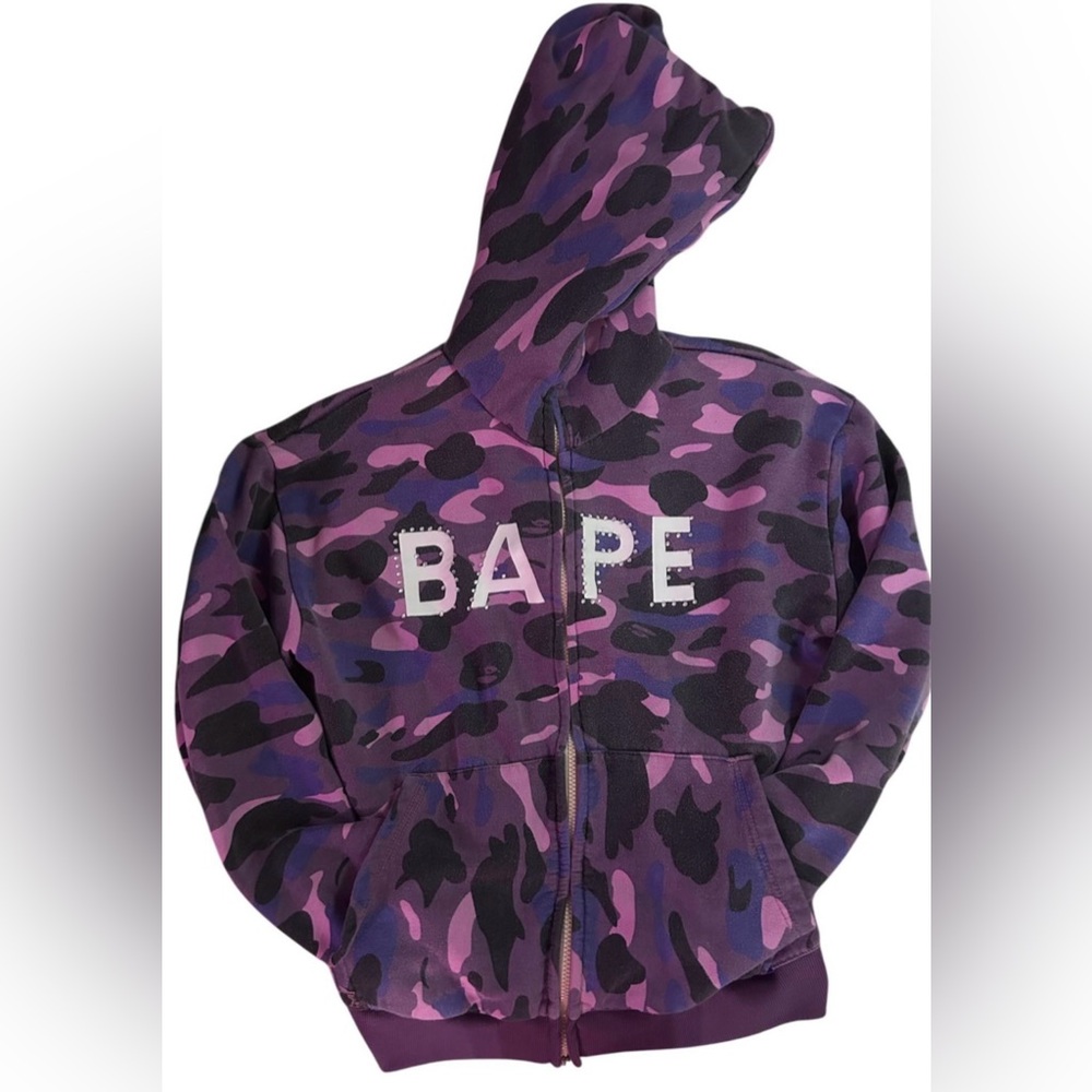 RARE Rhinestone BAPE and Baby Milo Full Zip-Up Hoodie